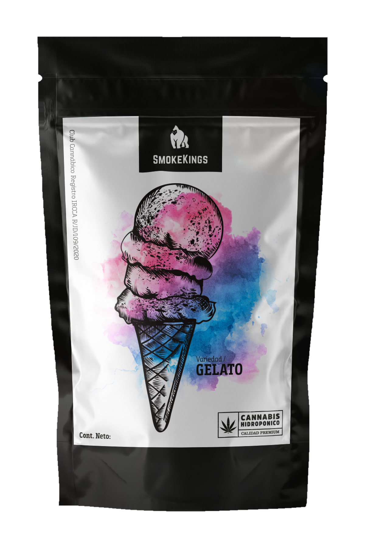 Mockup de packaging Gelato SmokeKings
